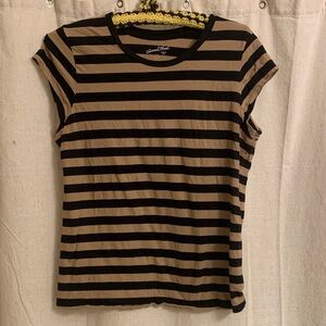 Universal Threads Striped Black and Tan Women's Top Size Large
